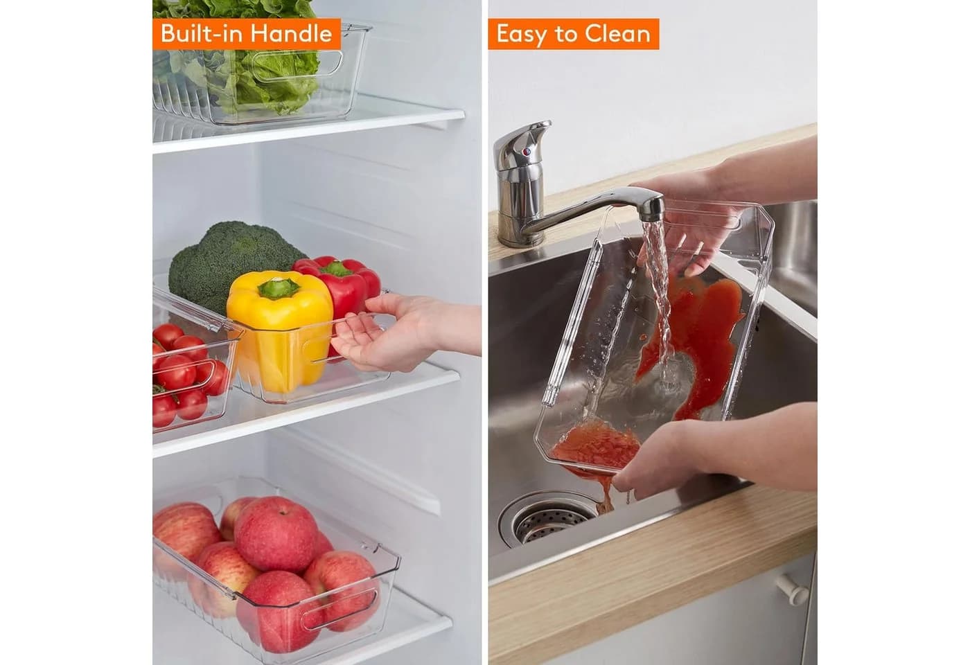 Lifewit Kühlschrank Organizer Set 4-teilig Transparent Stapelbar - Bild 4