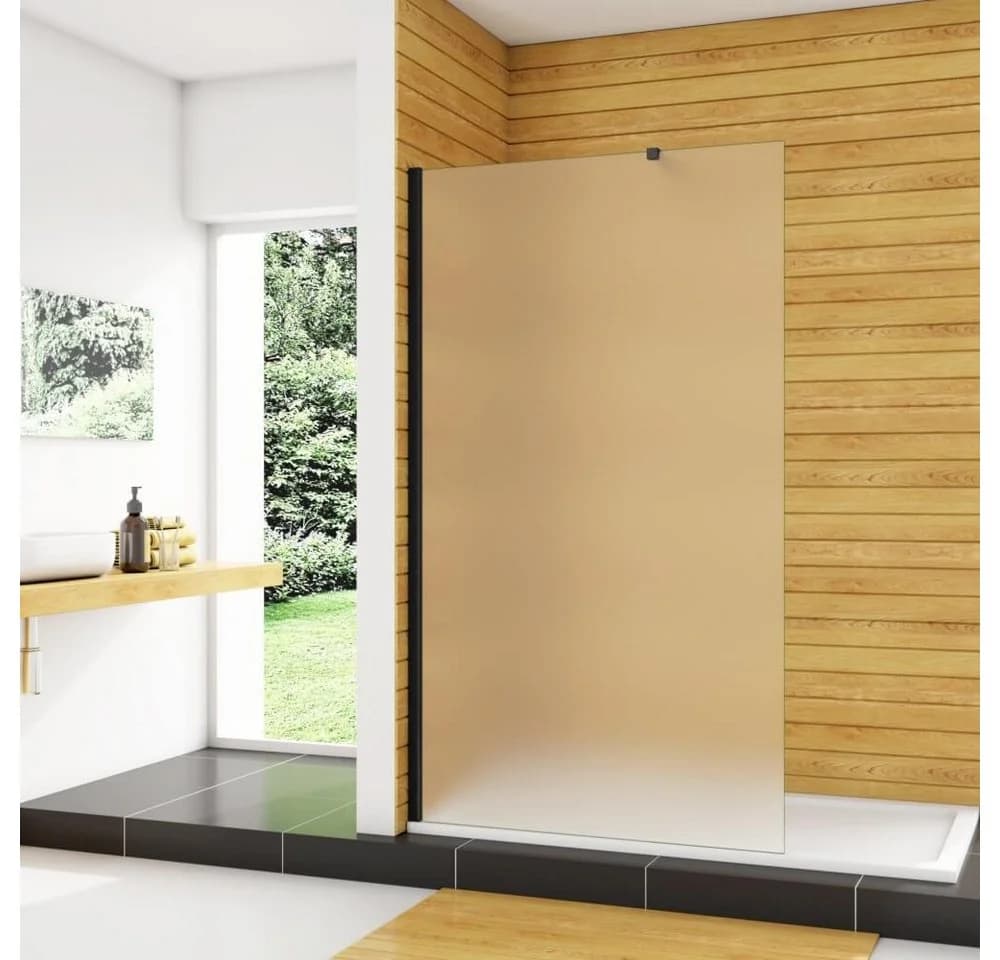 AICA Duschwand 10mm ESG Milchglas Schwarz Aluminiumprofil - Bild 2