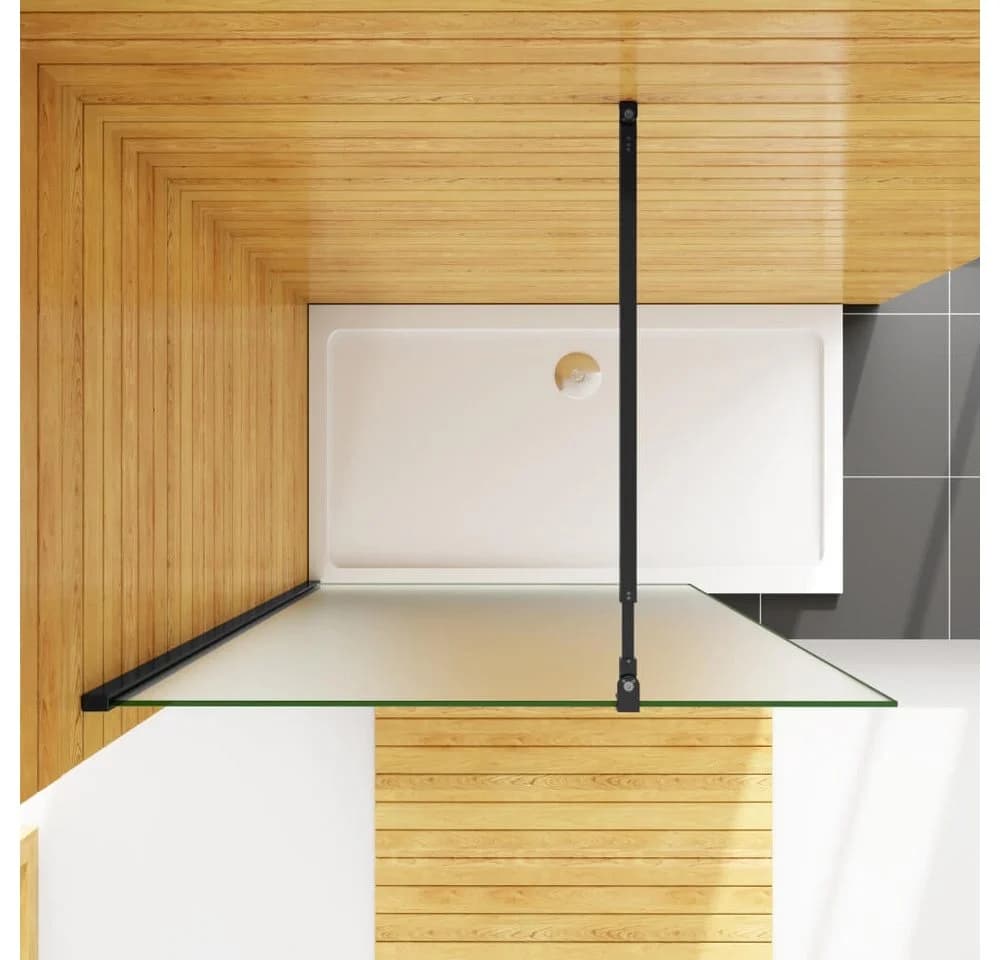 AICA Duschwand 10mm ESG Milchglas Schwarz Aluminiumprofil - Bild 3