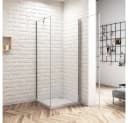Duschparadies Eckdusche 185cm Pendeltür mit Seitenwand ESG-Glas Chrom Bild 1