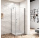 Duschparadies Eckdusche 185cm Pendeltür mit Seitenwand ESG-Glas Chrom Bild 2