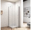 Duschparadies Eckdusche 185cm Pendeltür mit Seitenwand ESG-Glas Chrom Bild 3