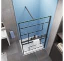 Duschparadies Walk-in-Dusche 200cm 8mm ESG Schwarz mit Handtuchhalter Bild 1
