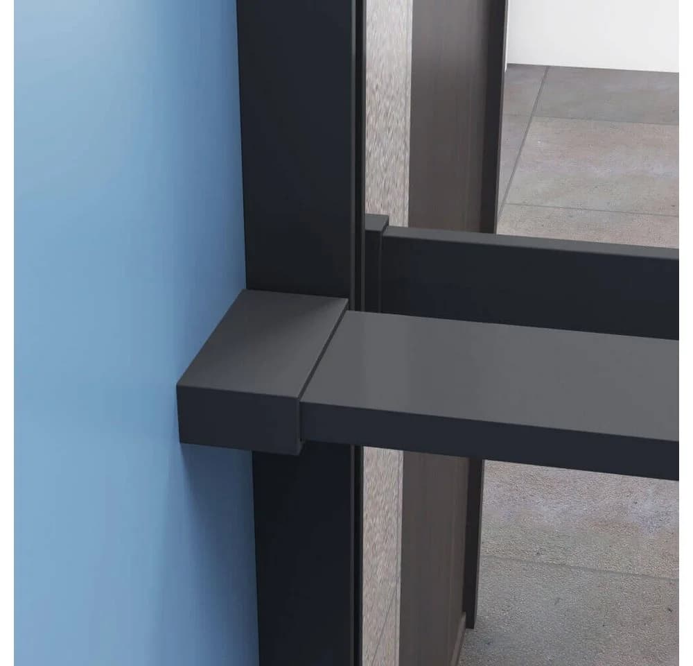 Duschparadies Walk-in-Dusche 200cm 8mm ESG Schwarz mit Handtuchhalter - Bild 5