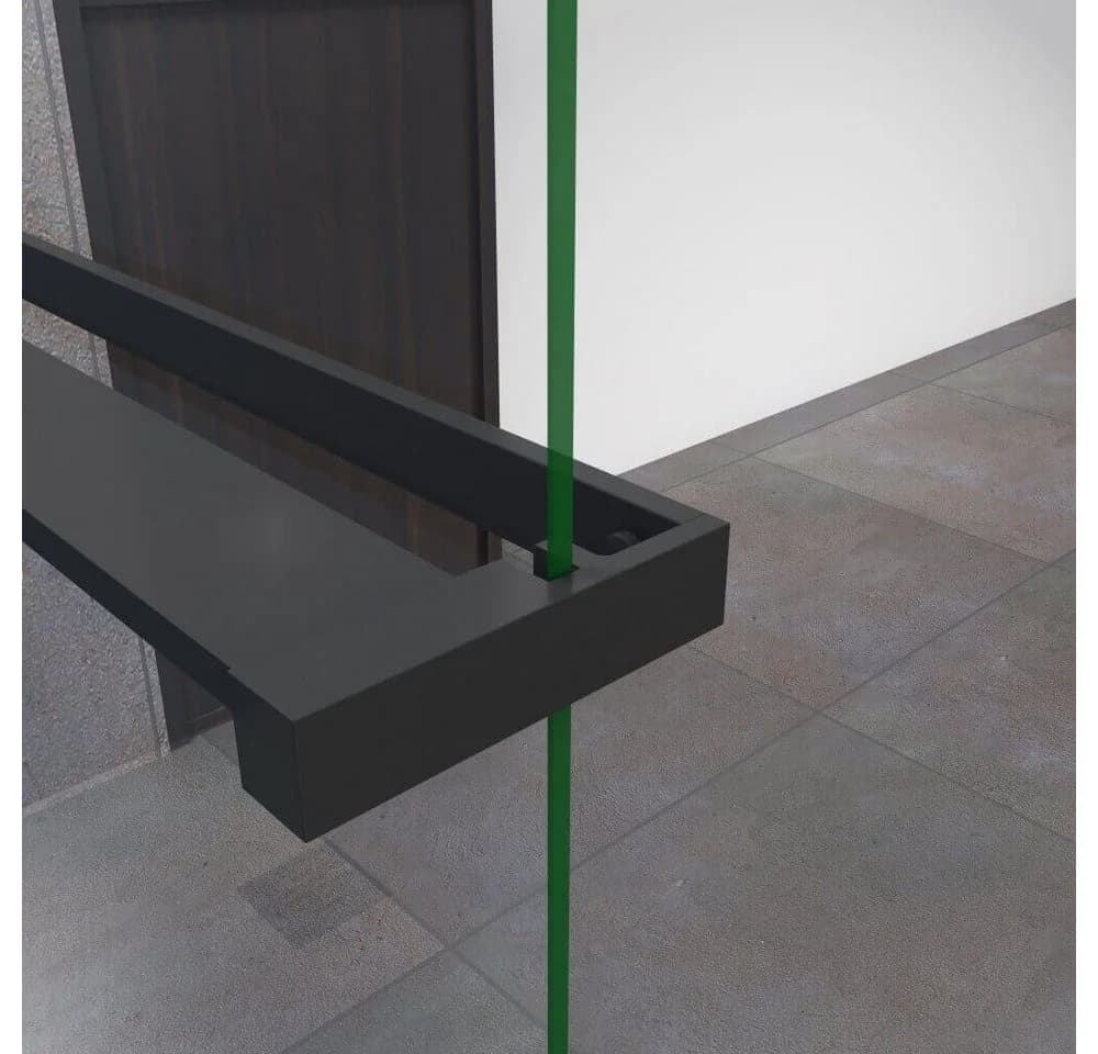 Duschparadies Walk-in-Dusche 200cm Schwarz mit Handtuchhalter 8mm ESG Glas - Bild 3
