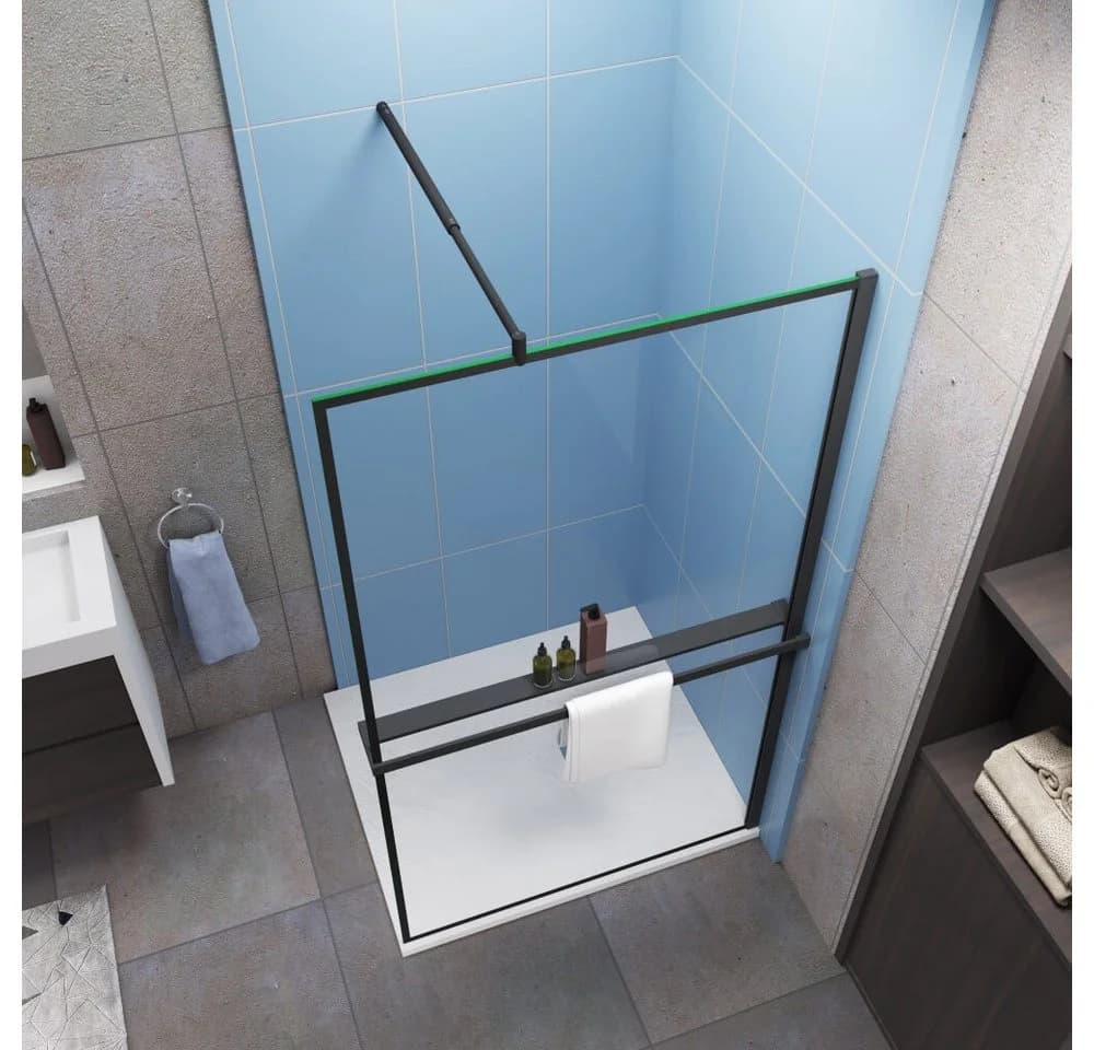 Duschparadies Walk-in-Dusche H:200cm Schwarz Glas
