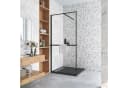 AICA Walk-in-Dusche Schwarz mit Sicherheitsglas und Handtuchhalter Bild 2