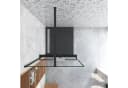 AICA Walk-in-Dusche Schwarz mit Sicherheitsglas und Handtuchhalter Bild 3