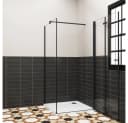 Duschparadies Eckdusche 195cm Schwarz Scharniertür Sicherheitsglas Bild 1