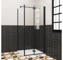 Duschparadies Eckdusche 195cm Schwarz Scharniertür Sicherheitsglas Bild 2