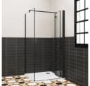 Duschparadies Eckdusche 195cm Schwarz Scharniertür Sicherheitsglas Bild 3