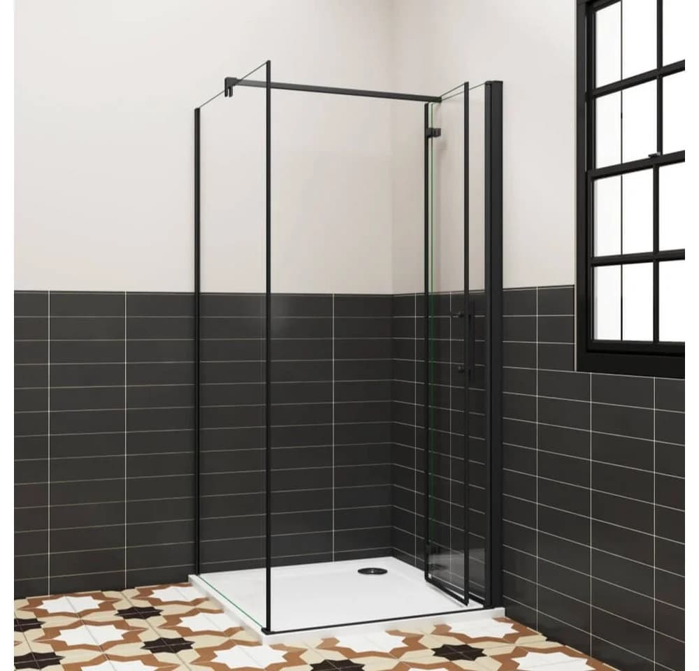 Duschparadies Eckdusche 195cm Schwarz Scharniertür Sicherheitsglas - Bild 3