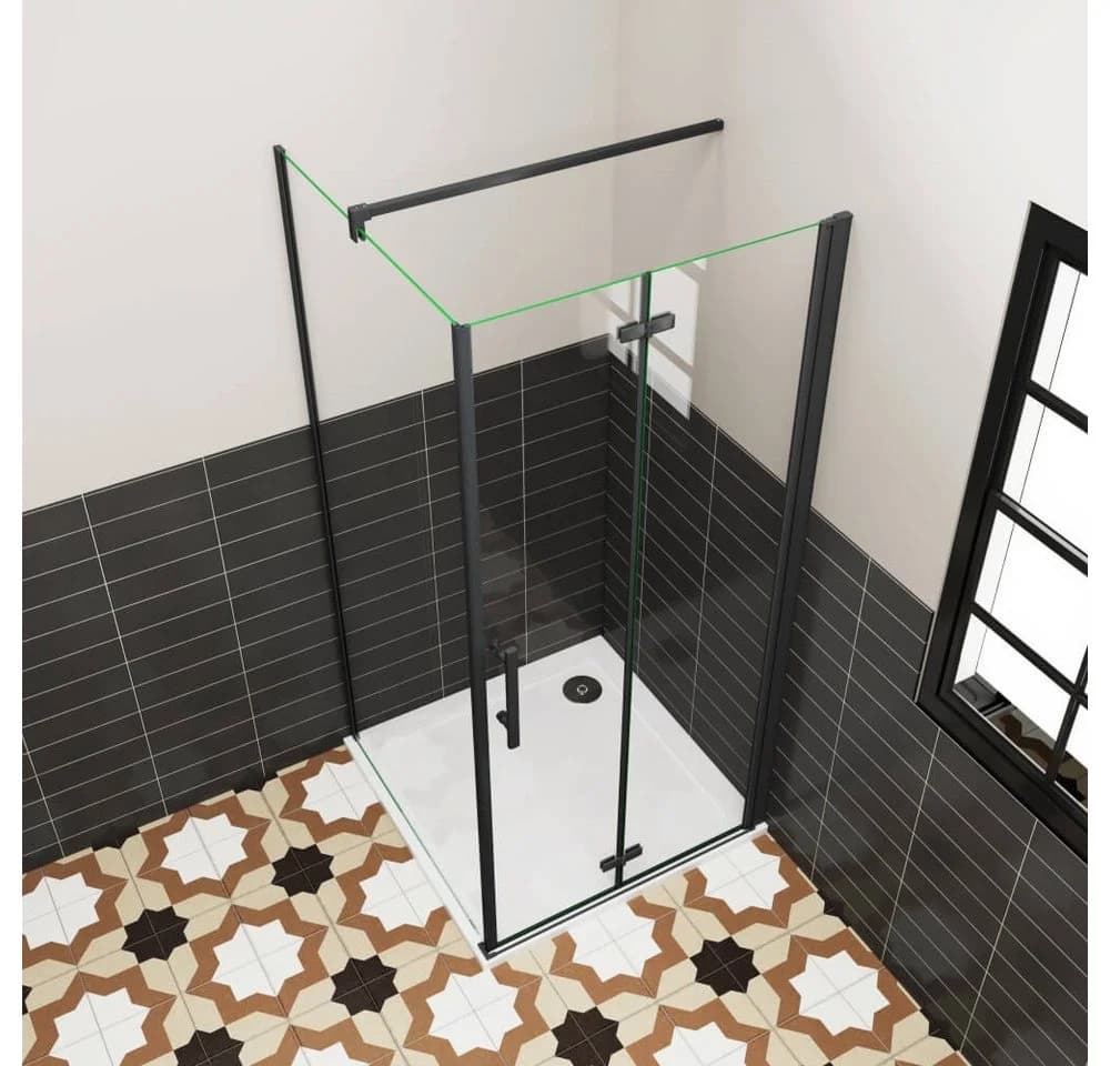 Duschparadies Eckdusche 195cm Schwarz Scharniertür Sicherheitsglas - Bild 5