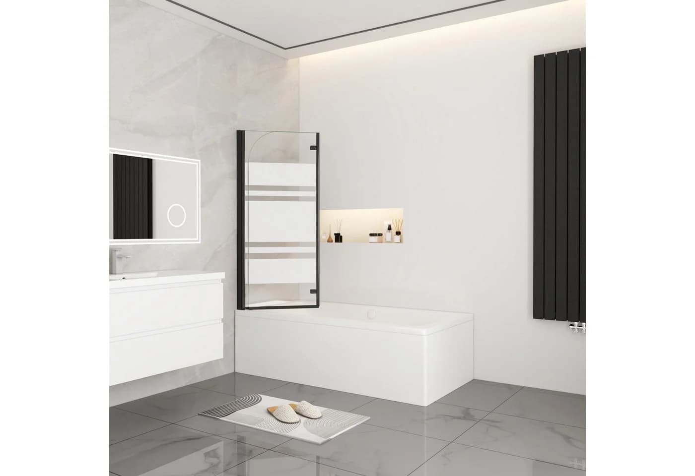 Duschparadies Badewannenfaltwand 140cm 6mm Sicherheitsglas
