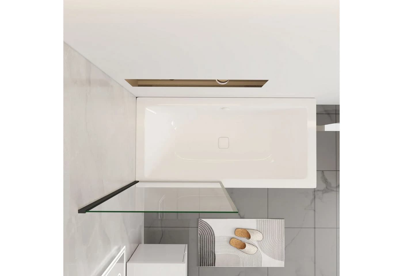Duschparadies Duschwand 140cm Schwarz Sicherheitsglas