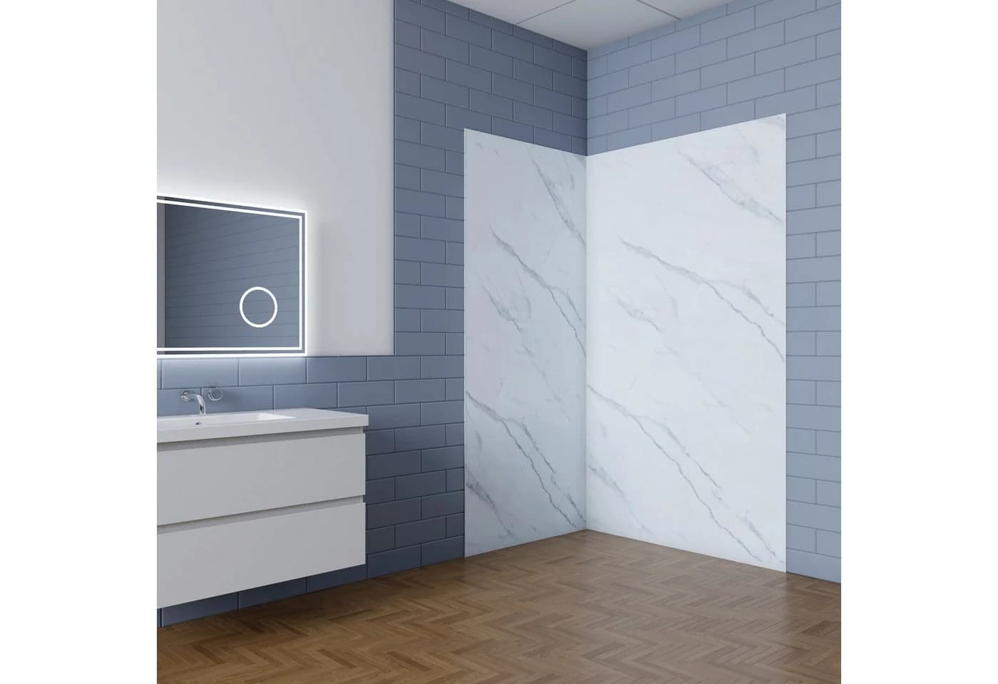 Duschparadies Duschwand PE-Aluminium 3mm Weiß Duschrückwand