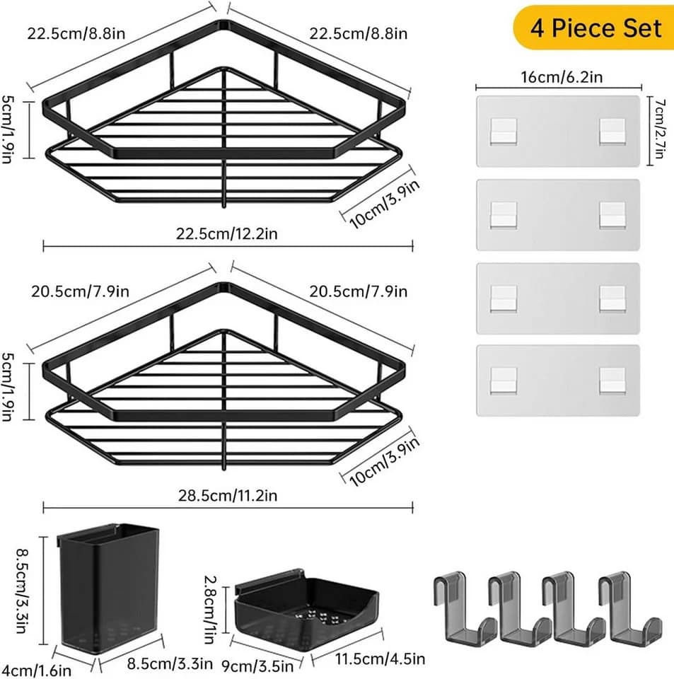 LA CUTE Duschablage 4-teilig Mattschwarz Edelstahl - Bild 3