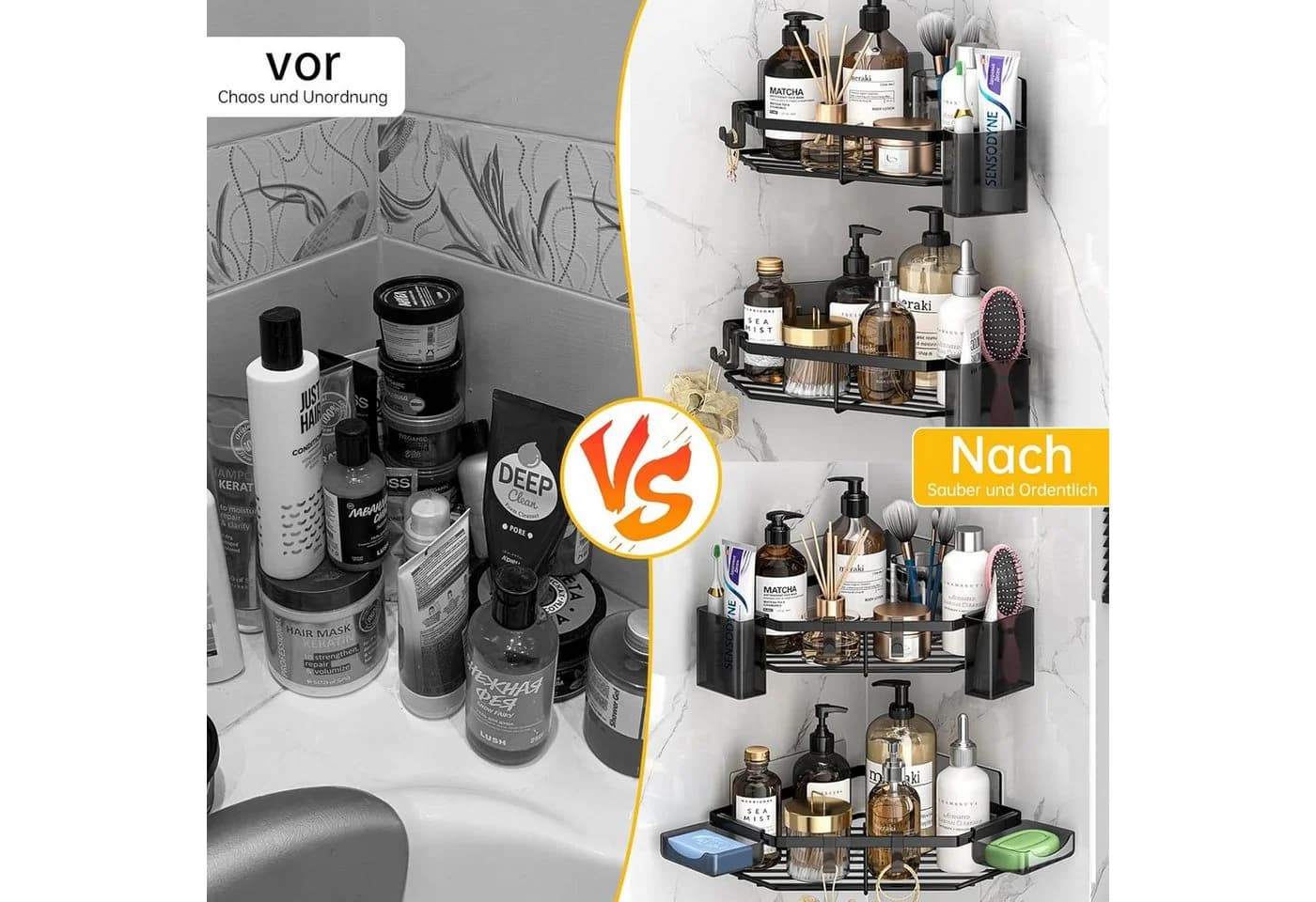 LA CUTE Duschablage 4-teilig Mattschwarz Edelstahl - Bild 5