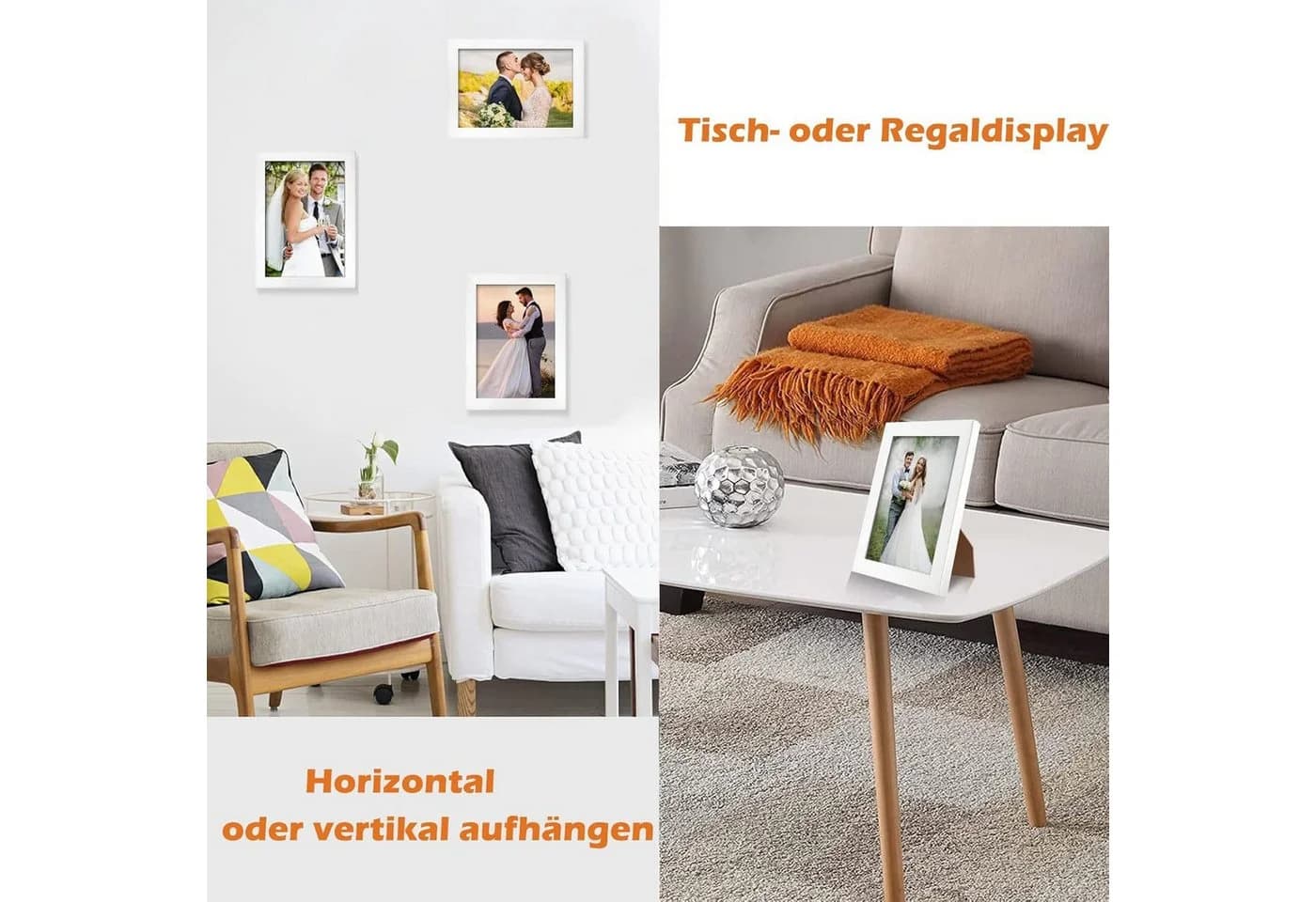 LA CUTE Bilderrahmen mit Gummi-Halteband für A4 - Weiß/Schwarz