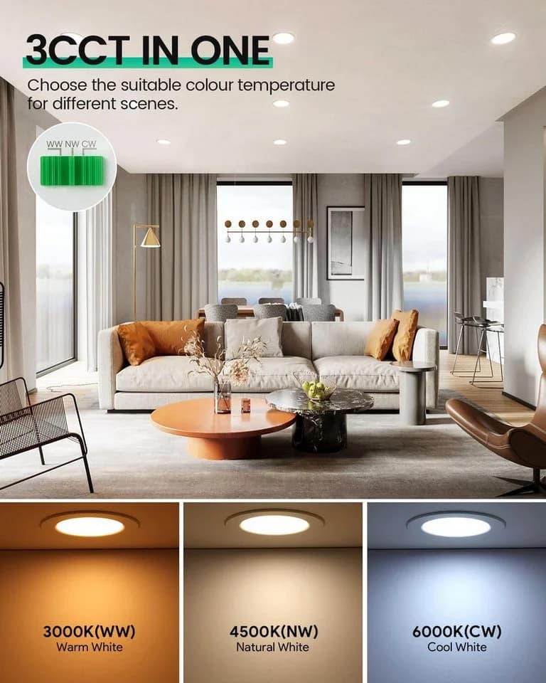 LA CUTE LED Einbaustrahler 5W dimmbar IP44 3 Farbtemperaturen Weiss