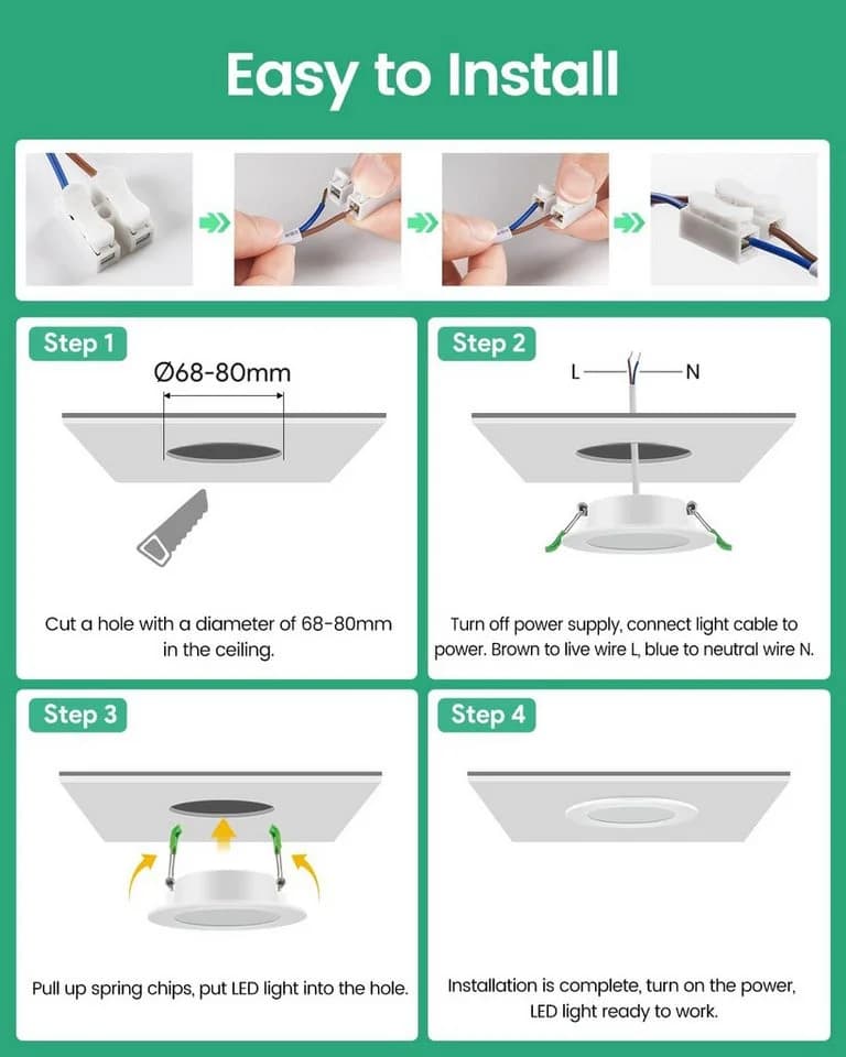 LA CUTE LED Einbaustrahler 5W dimmbar IP44 3 Farbtemperaturen Weiss - Bild 4
