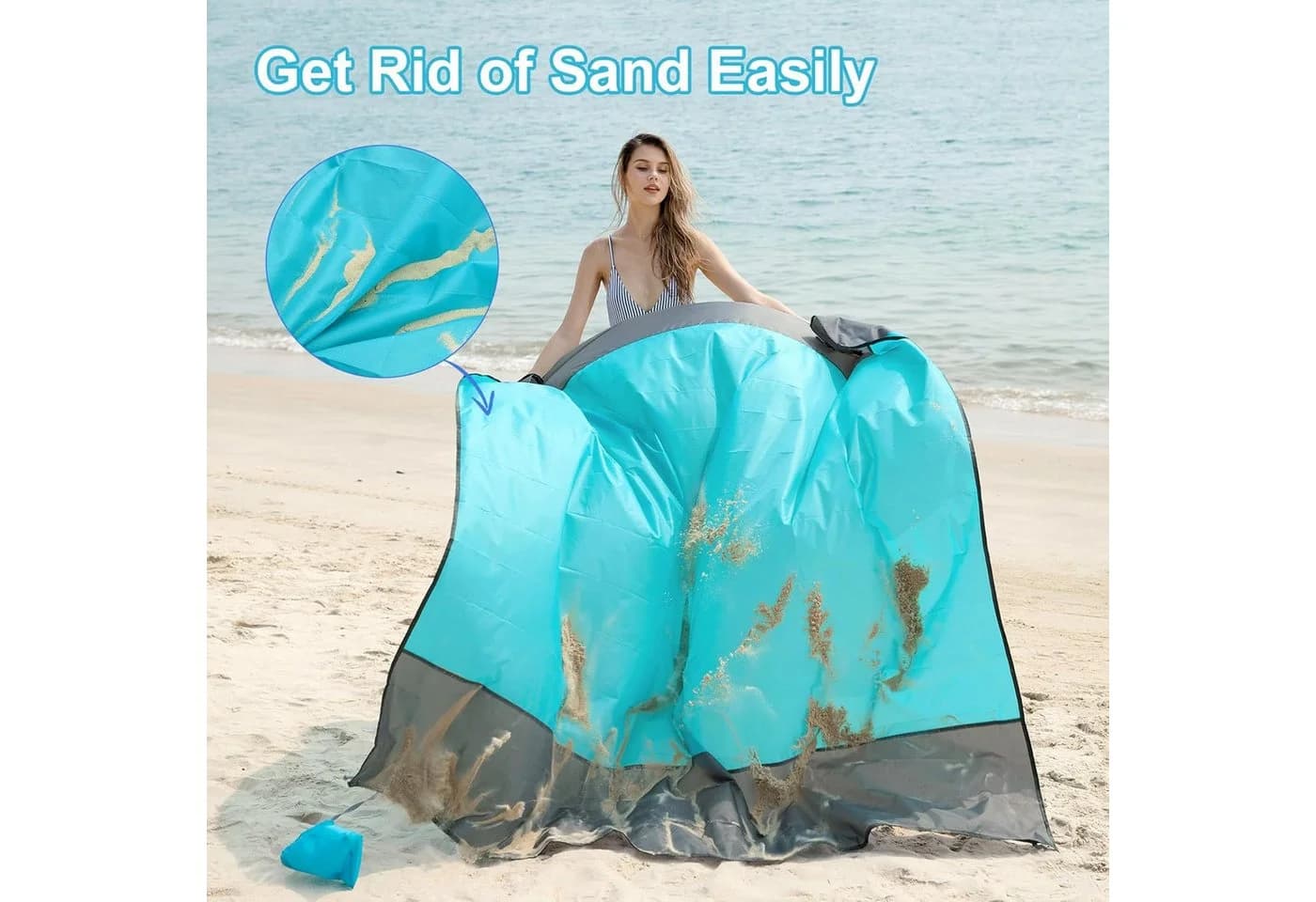 ISOPHO Picknickdecke XXL 243x274 cm Blau Sandfrei Wasserdicht