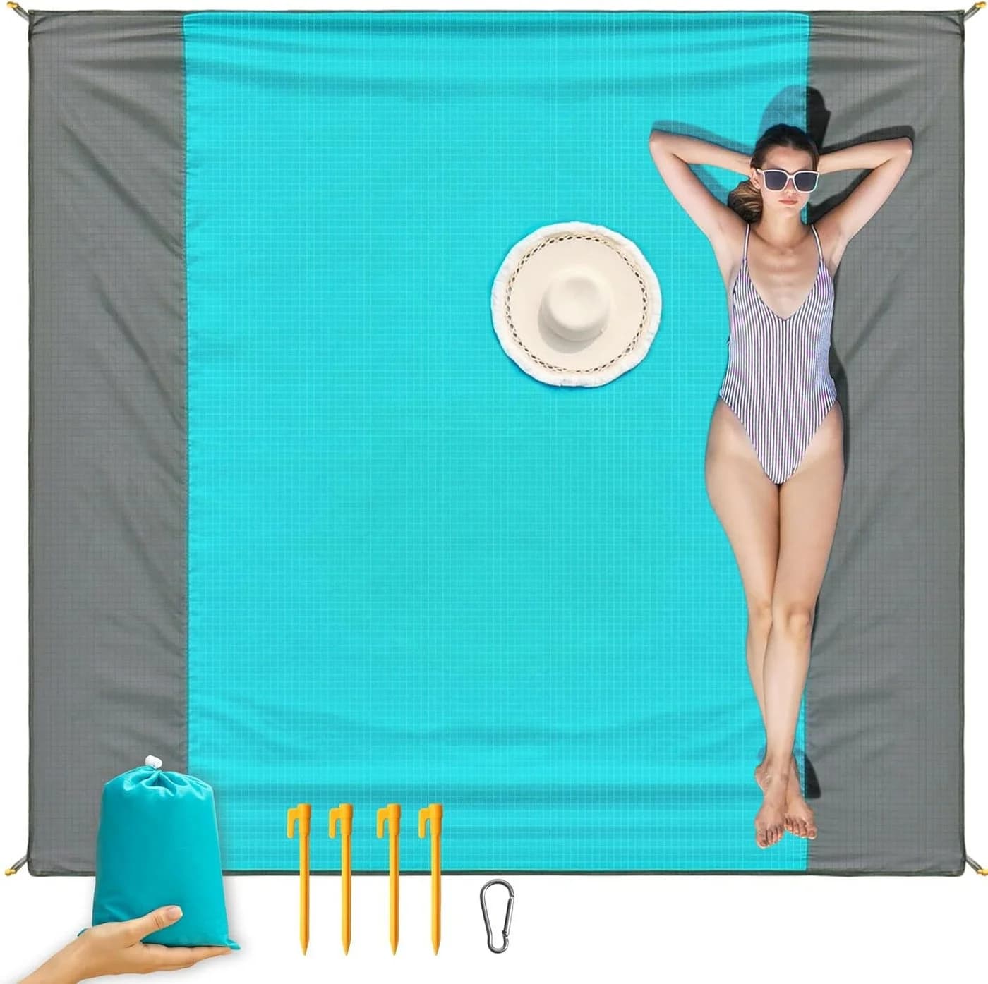 ISOPHO Picknickdecke XXL 243x274 cm Blau Sandfrei Wasserdicht - Bild 2