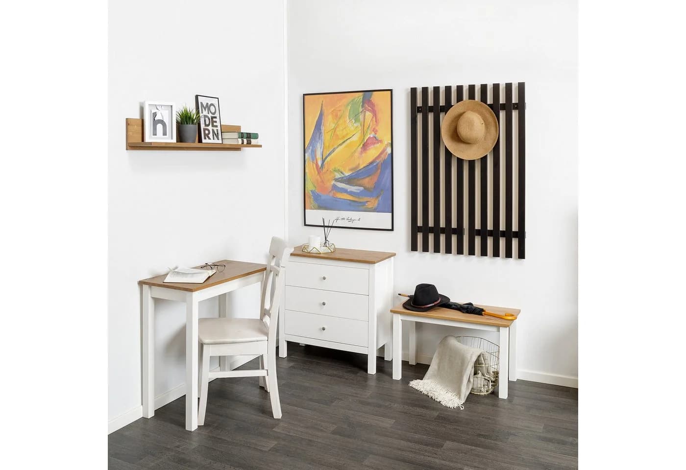 hagge home Vesa Schreibtisch Massivholz Weiß-Braun Skandinavisch - Bild 4