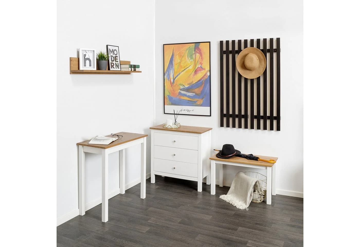 hagge home Vesa Schreibtisch Massivholz Weiß-Braun Skandinavisch - Bild 5