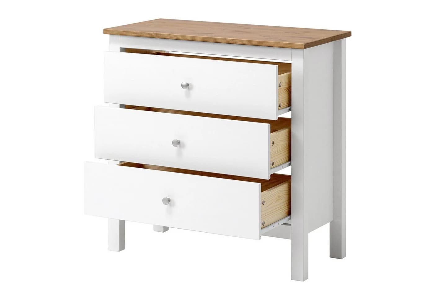 hagge home Vesa Schubkastenkommode Weiß-Braun Massivholz