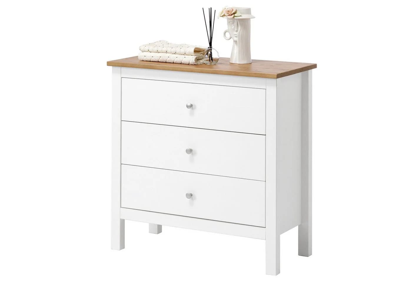 hagge home Vesa Schubkastenkommode Weiß-Braun Massivholz - Bild 3
