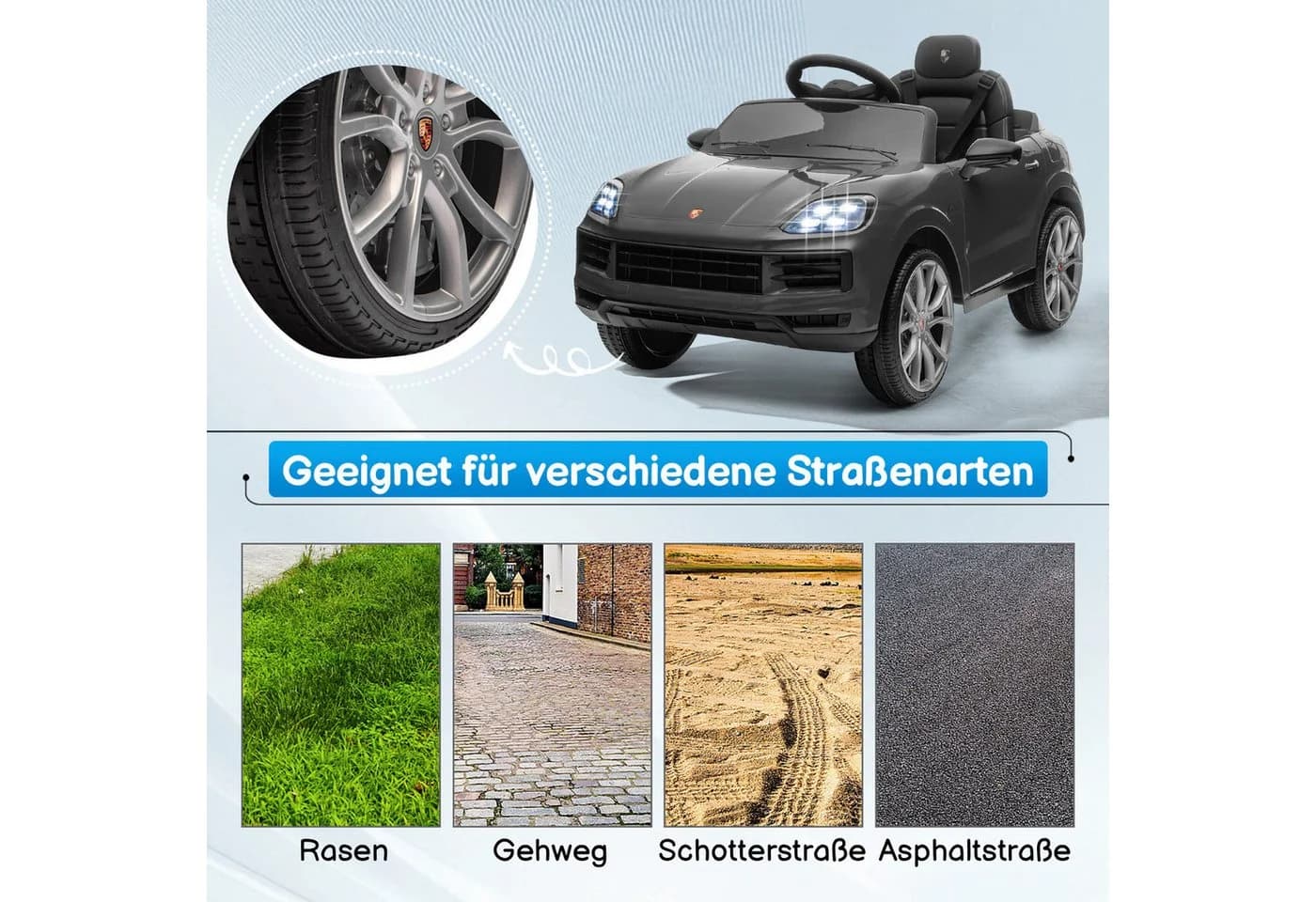 LALAHO Elektro-Kinderauto Porsche Cayenne Grau mit Fernsteuerung - Bild 5