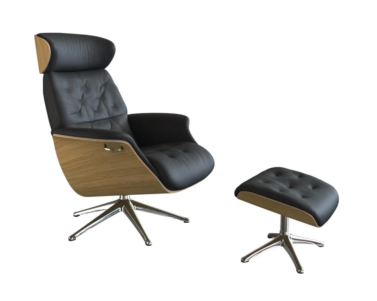 Flexlux Relaxsessel Volden Schwarz Echtleder