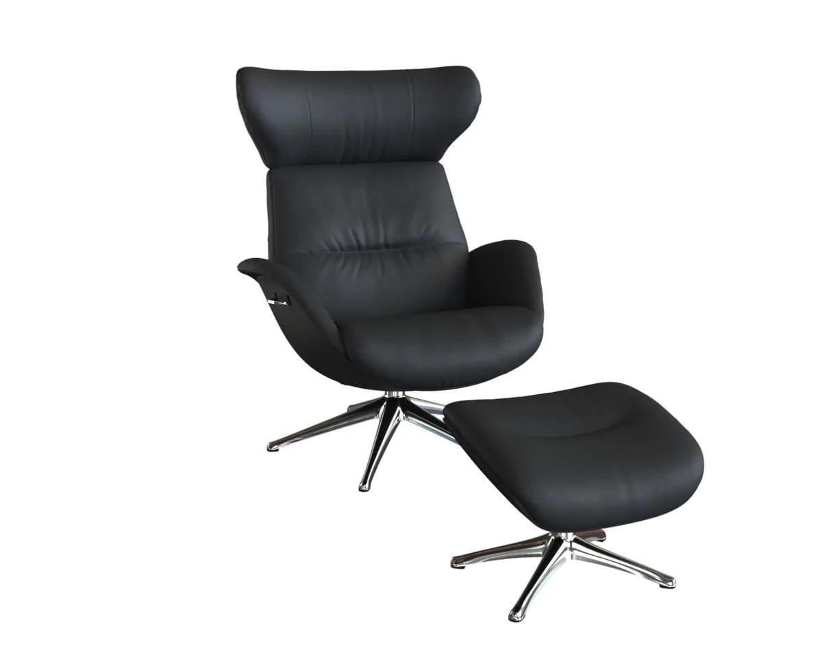 Flexlux Relaxsessel More Schwarz Echtleder Skandi