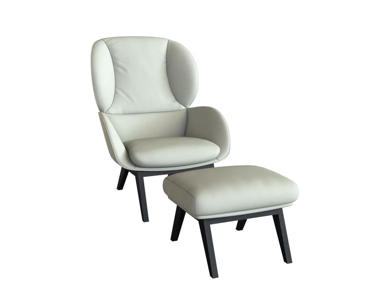 Flexlux Ohrensessel Adria Designsessel Warm Weiß Echtleder
