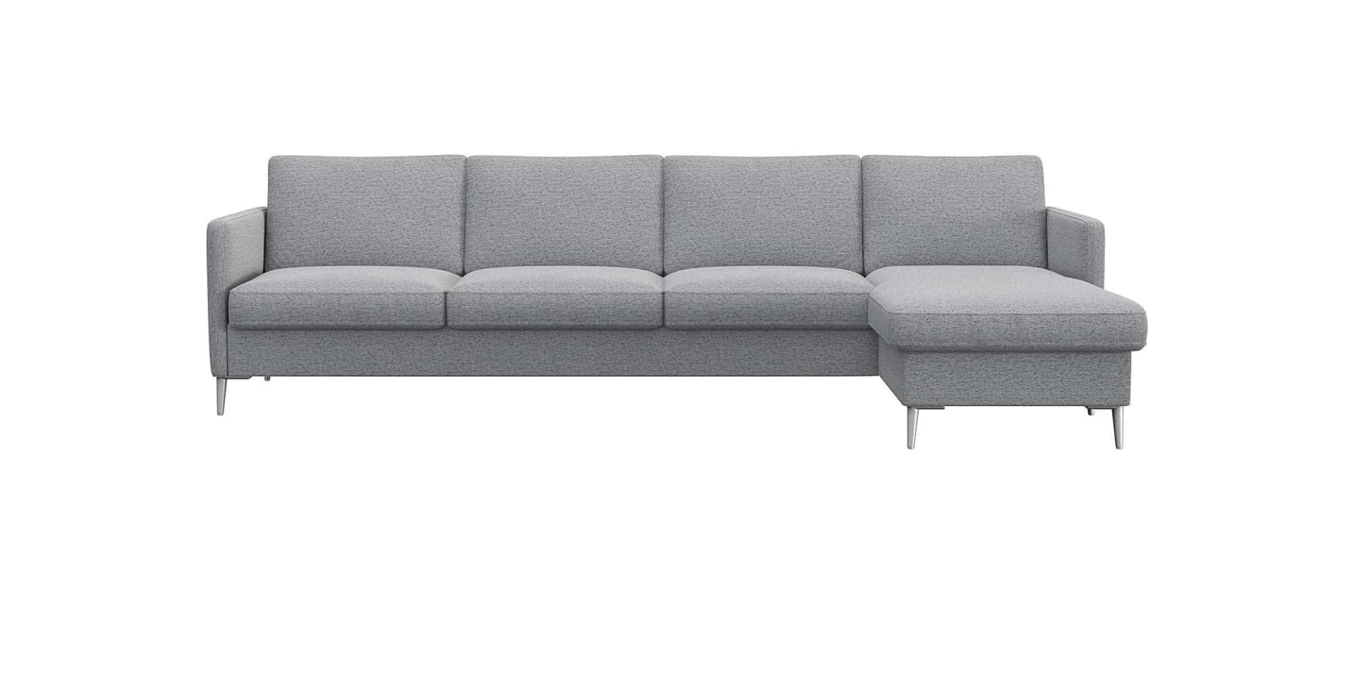 FLEXLUX Ecksofa Fiore Grau Chaiselongue rechts mit Stauraum