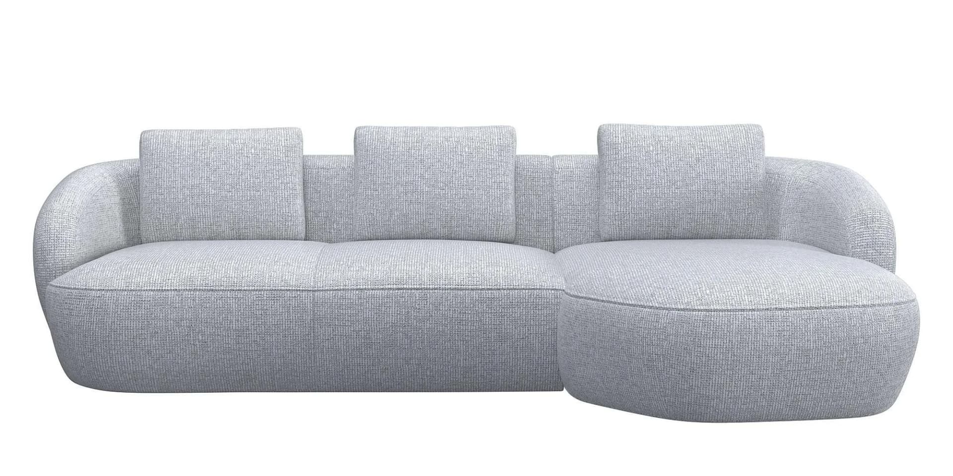 FLEXLUX Wohnlandschaft Torino Grau Organisches Design mit Recamiere