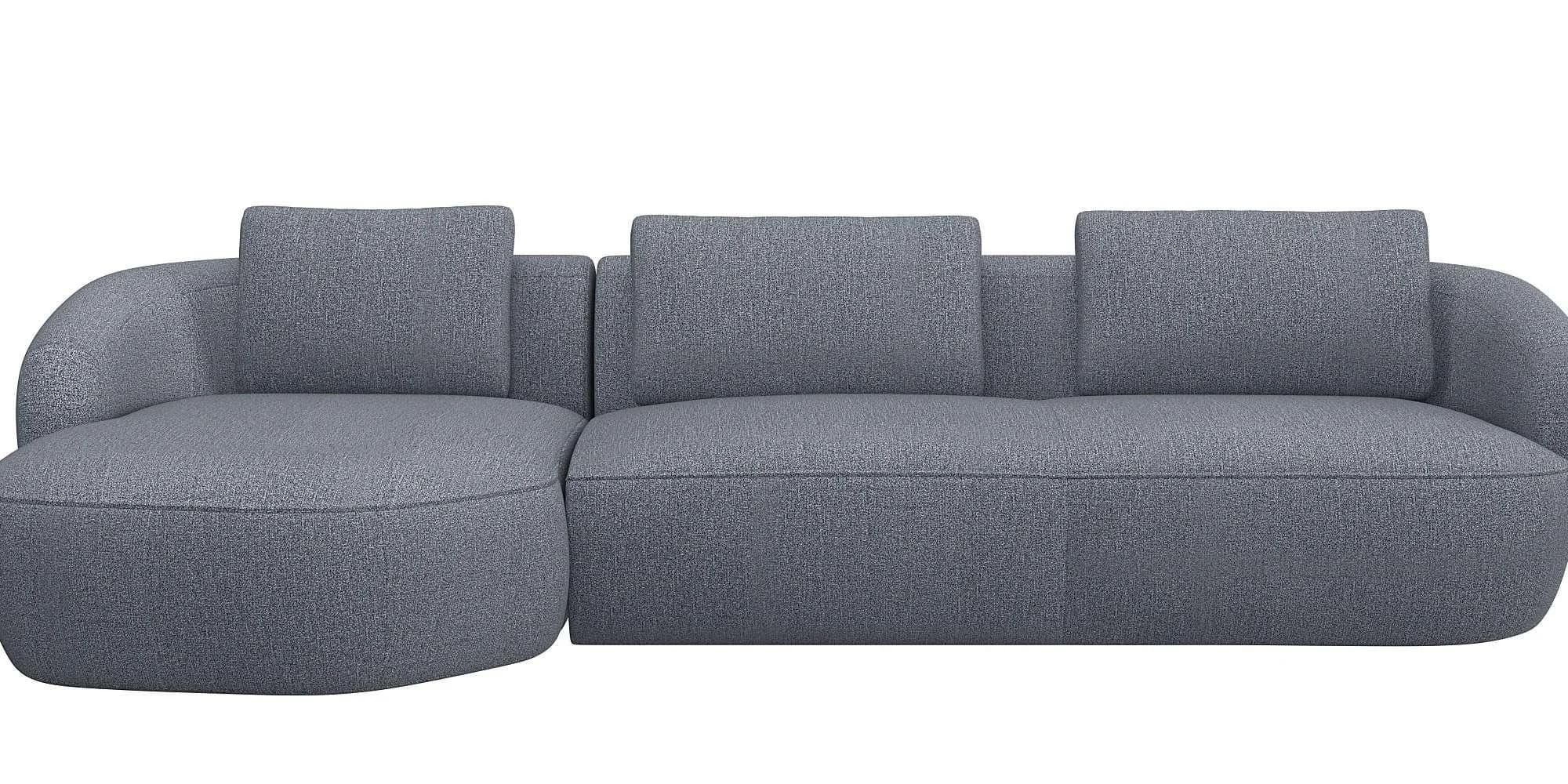 FLEXLUX Wohnlandschaft Torino L-Form Navy Blau mit Recamiere