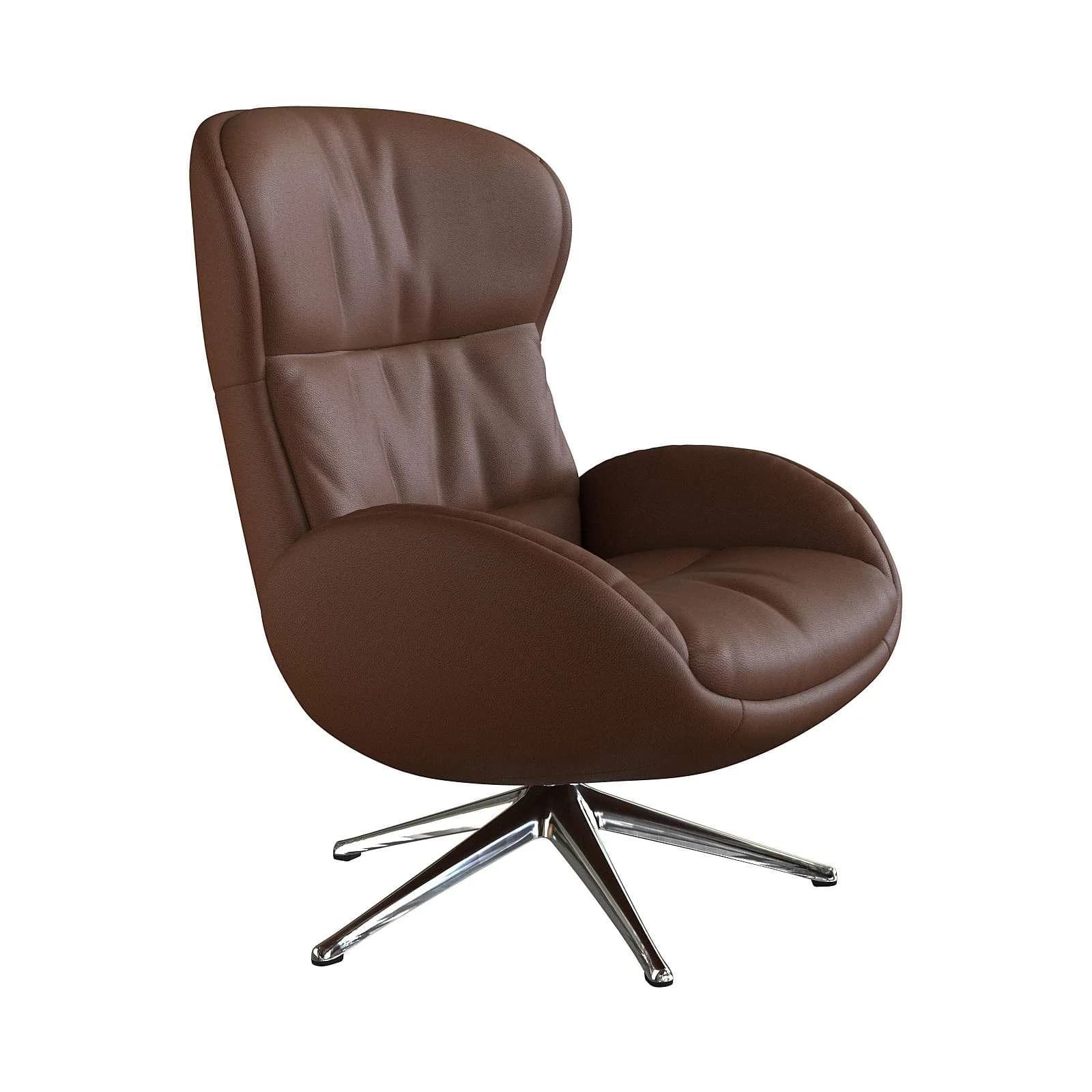 FLEXLUX Relaxsessel Haze Echtleder Braun Aluminium Füße