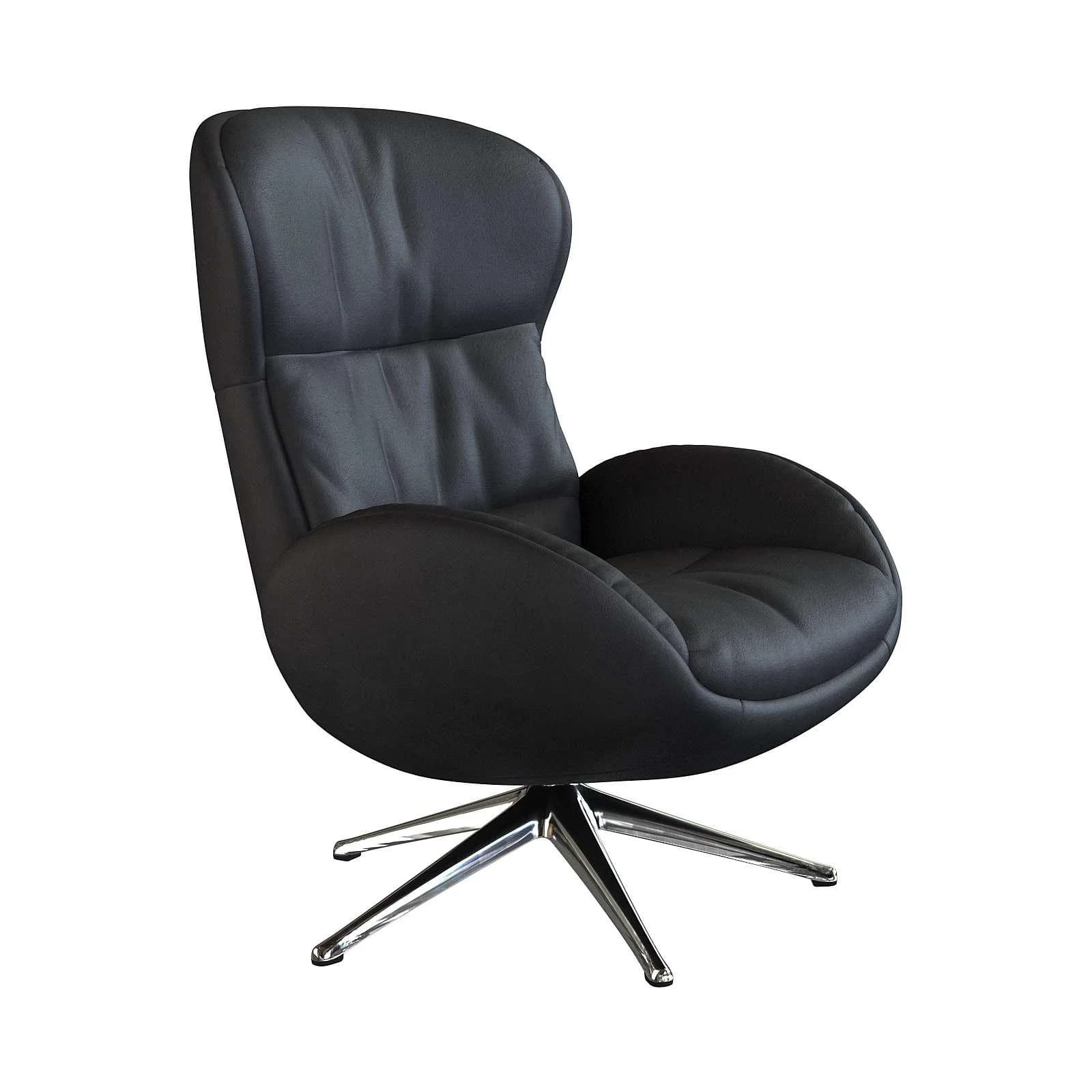 FLEXLUX Relaxsessel Haze Schwarz 100% Echtleder Aluminiumfuß