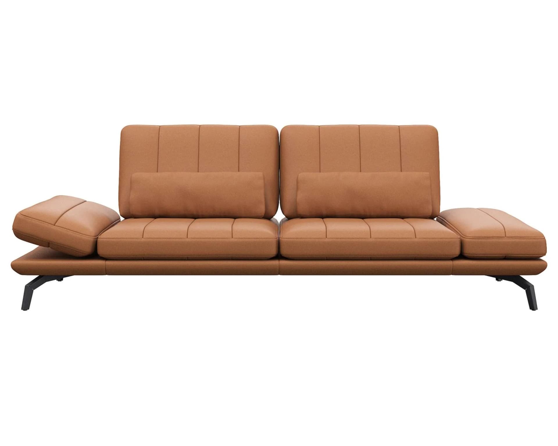 FLEXLUX Tropea 3-Sitzer Funktionssofa Echtleder Braun Relaxfunktion