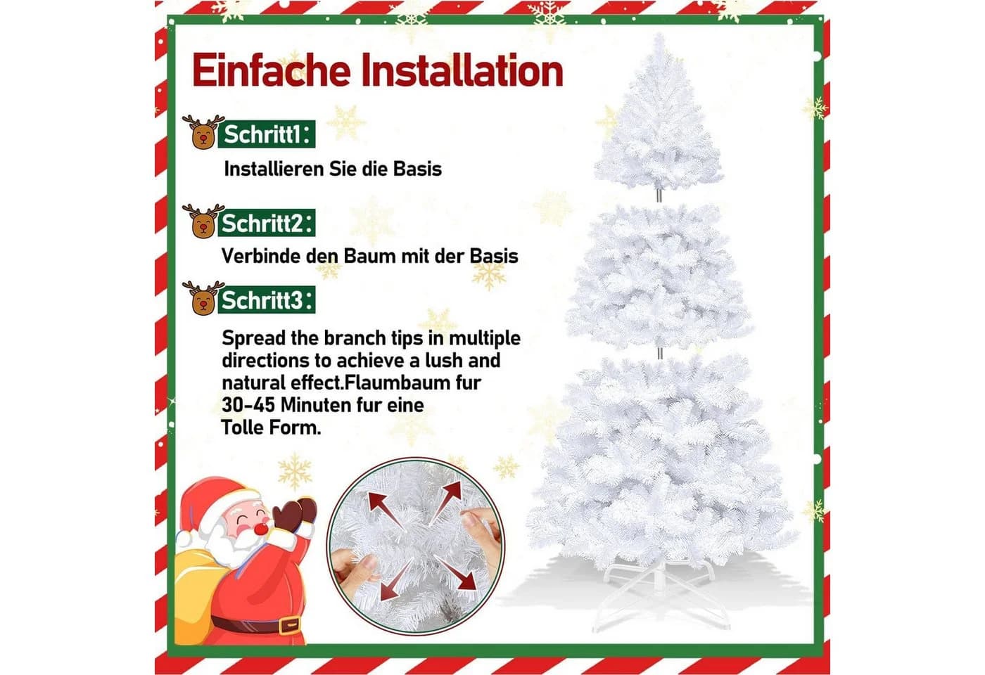 LALAHO Künstlicher Weihnachtsbaum 150 cm mit 350 Spitzen PVC - Bild 4