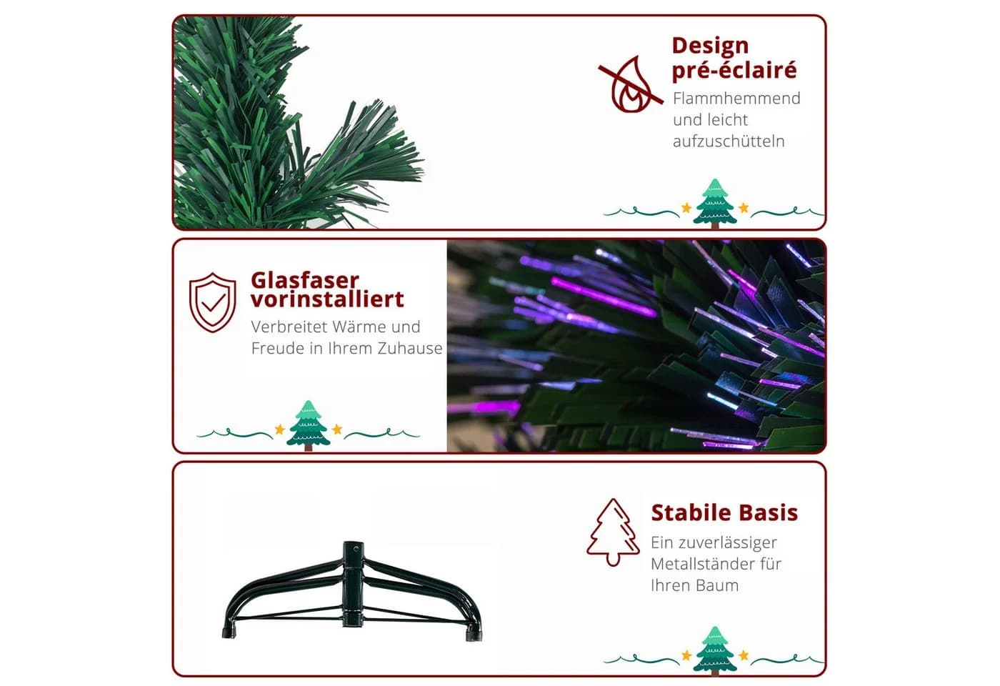LALAHO Künstlicher Weihnachtsbaum 120cm mit Lichterkette Grün - Bild 4