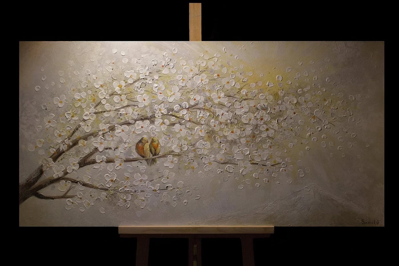 YS-Art Gemälde Sonnenaufgang Handgemalt Leinwand Natur - Bild 4