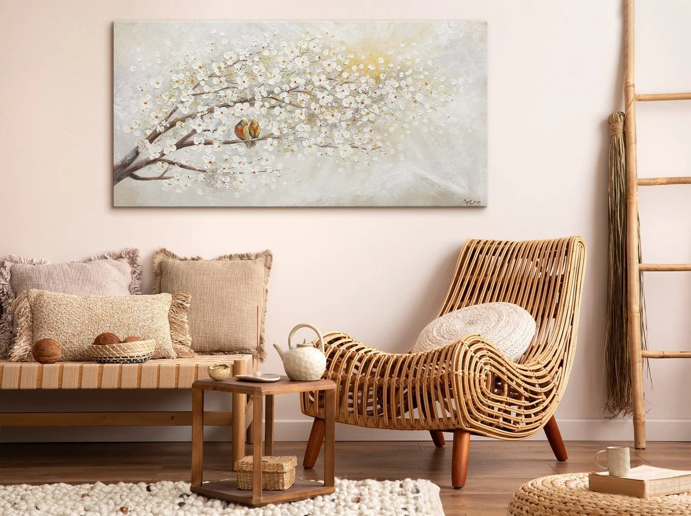 YS-Art Gemälde Sonnenaufgang Handgemalt Leinwand Natur - Bild 5