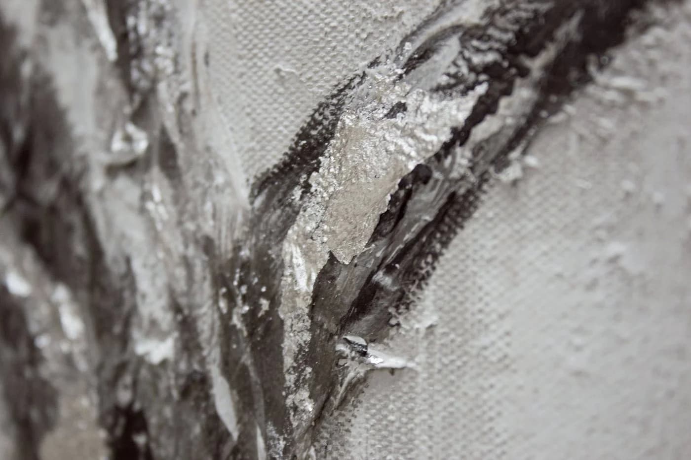 YS-Art Gemälde Lebensbaum Grau Handgemalt Leinwand Bild