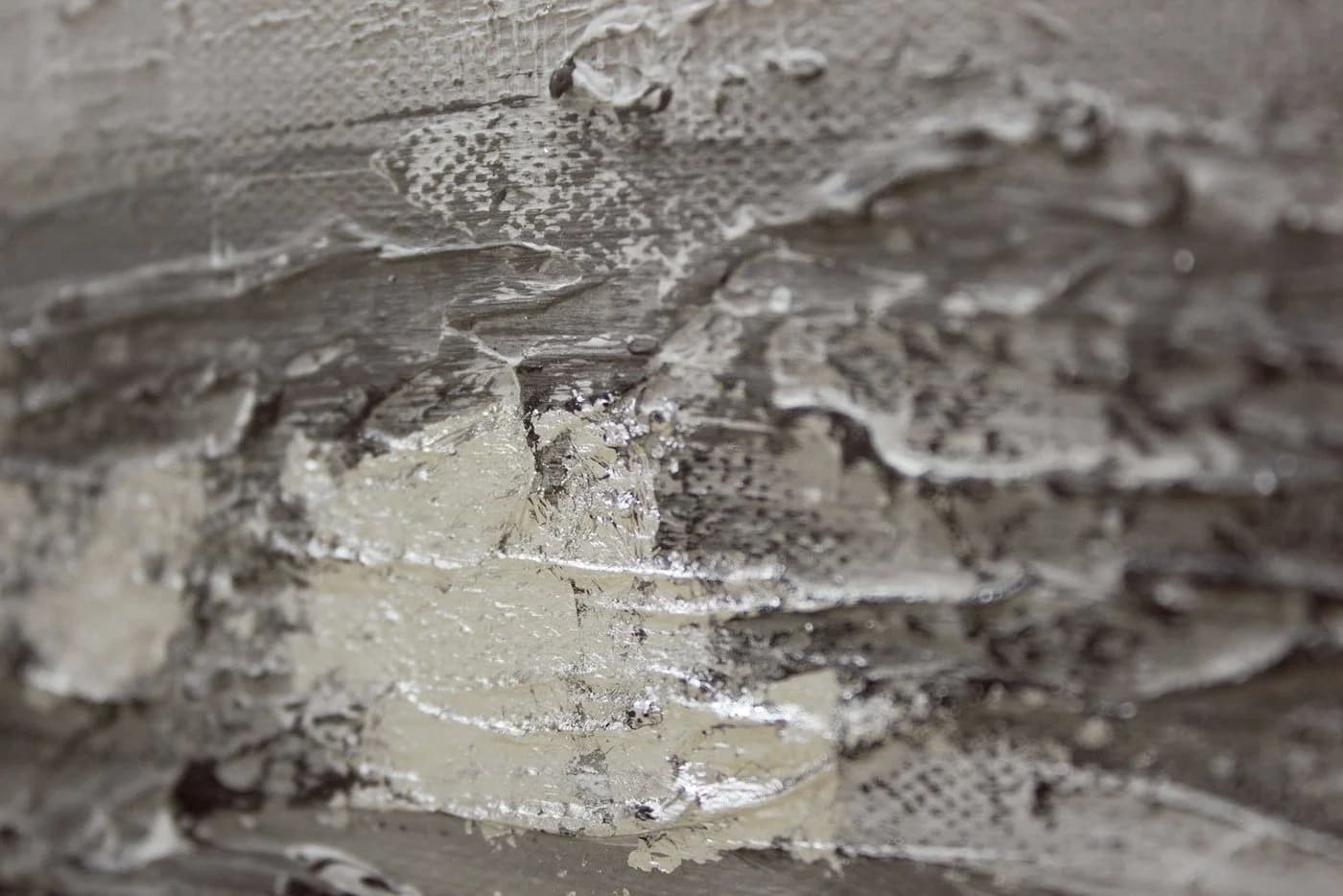 YS-Art Gemälde Lebensbaum Grau Handgemalt Leinwand Bild - Bild 3