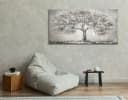 YS-Art Gemälde Lebensbaum Grau Handgemalt Leinwand Bild Bild 5