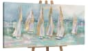 YS-Art Gemälde Segelboote Meer Leinwand Handgemalt Türkis Gold Bild 2