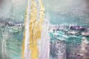 YS-Art Gemälde Segelboote Meer Leinwand Handgemalt Türkis Gold Bild 3